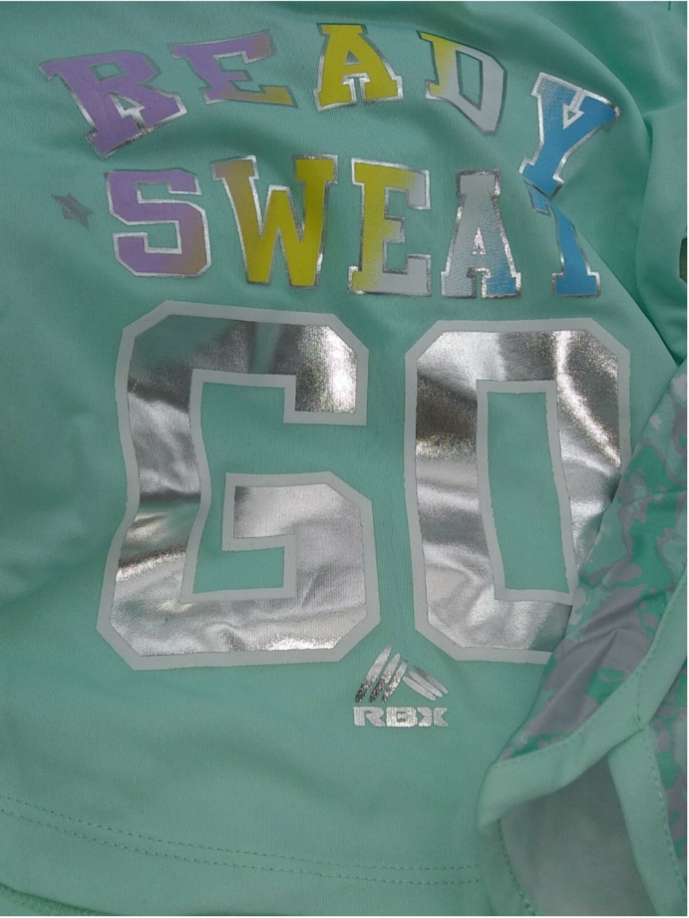 NWT RBX Girls' Active Top & Short Set Ready Sweat Go Mint lined shorts M 5/6